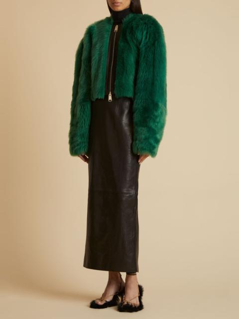 KHAITE The Gracell Jacket in Forest Green Shearling