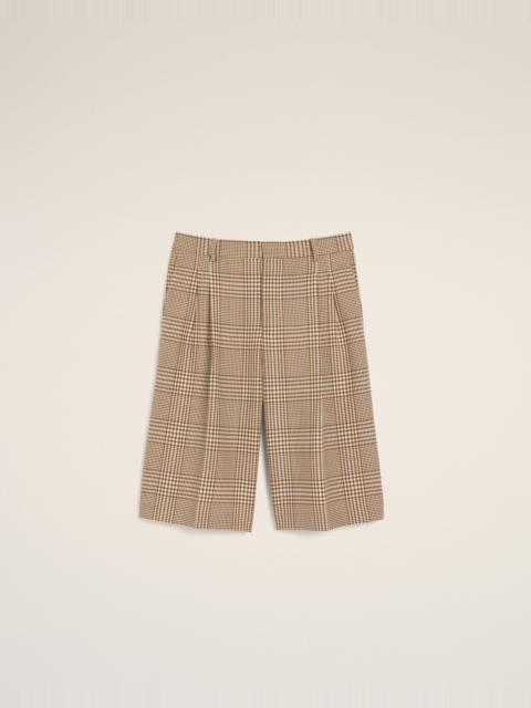AMI Paris BROWN WOOL PRINCE OF WALES CHECKERED SHORTS