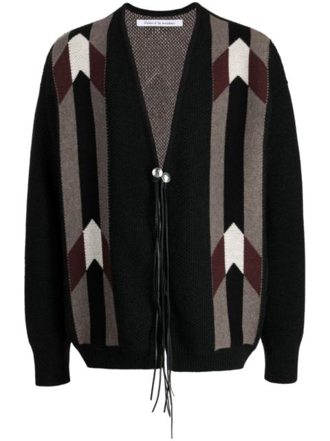 patterned intarsia-knit wool cardigan