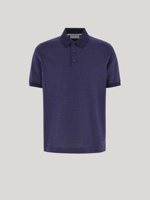 Canali NAVY-AIR FORCE BLUE COTTON JACQUARD POLO SHIRT