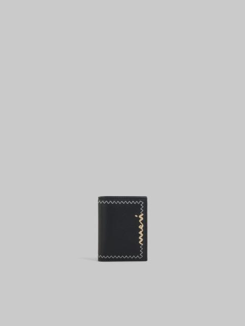 Marni BLACK BI-FOLD WALLET WITH MARNI MENDING EMBROIDERY