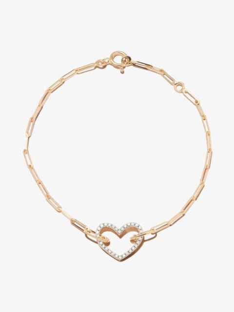 Yvonne Léon 18K yellow gold diamond heart chain bracelet