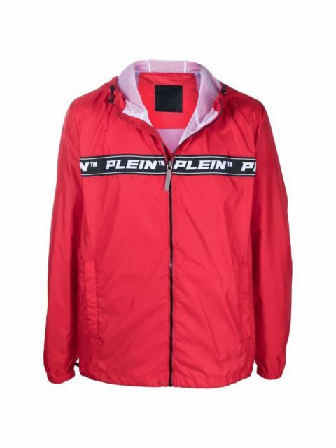 PHILIPP PLEIN logo-tape hooded windbreaker