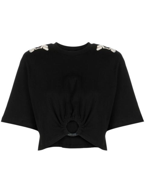 Johanna Ortiz Ensenada embroidered cropped T-shirt