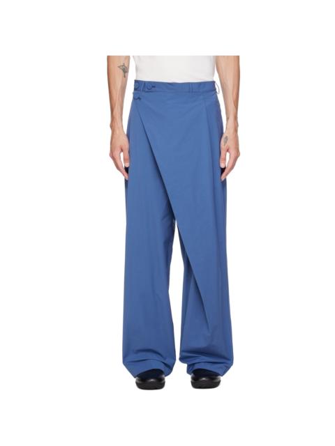 Kiko Kostadinov Blue Kippel Wrap Trousers