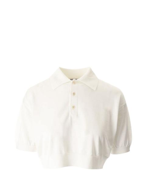 AURALEE silk cropped polo shirt