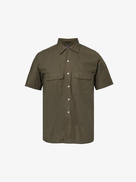 Revere-collar regular-fit cotton-blend shirt