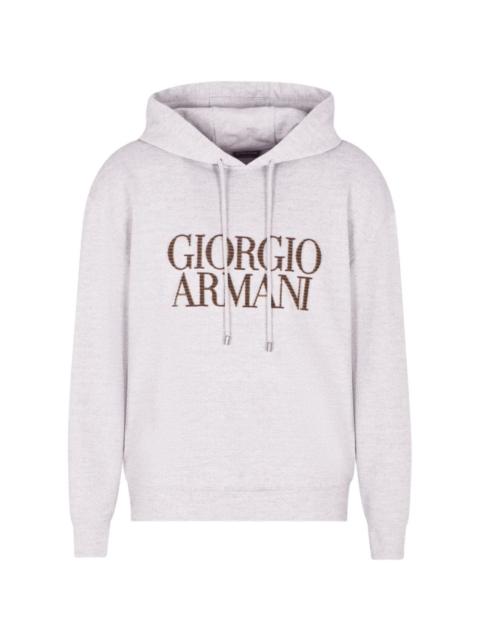 GIORGIO ARMANI logo drawstring hoodie