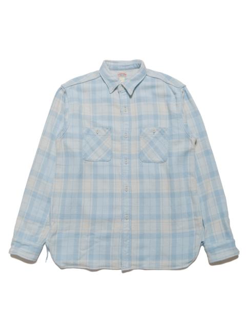 The Real McCoys MS24007 8HU Block Check Summer Flannel Shirt Light Blue