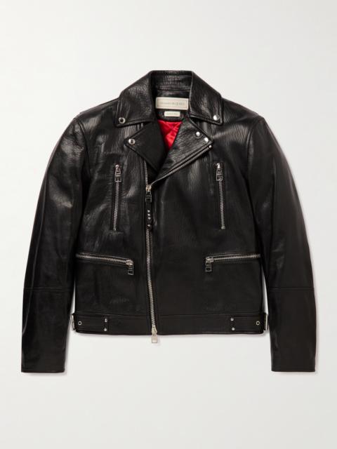 Alexander McQueen Slim-Fit Zip-Detailed Leather Biker Jacket