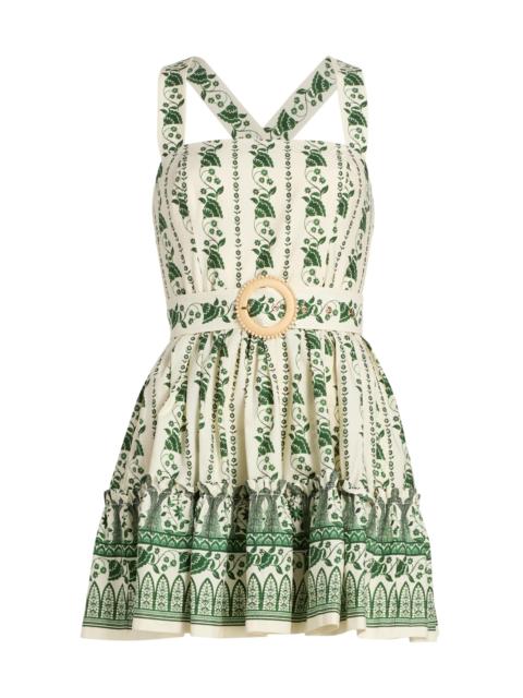 Cara Cara Women's Julietta Floral Vine Cotton Minidress - Vining Flora Green