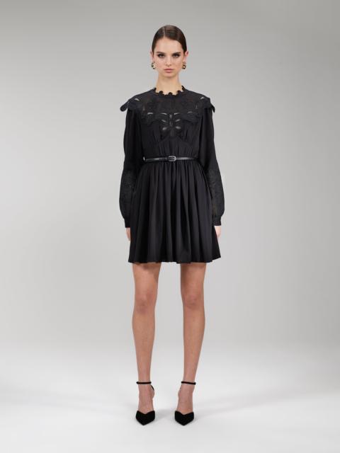 Black Guipure Lace Bib Mini Dress