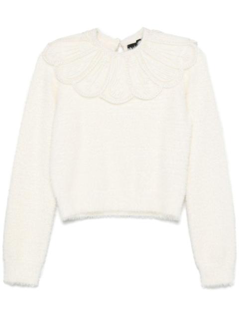 ROTATE lace-collar knit sweater