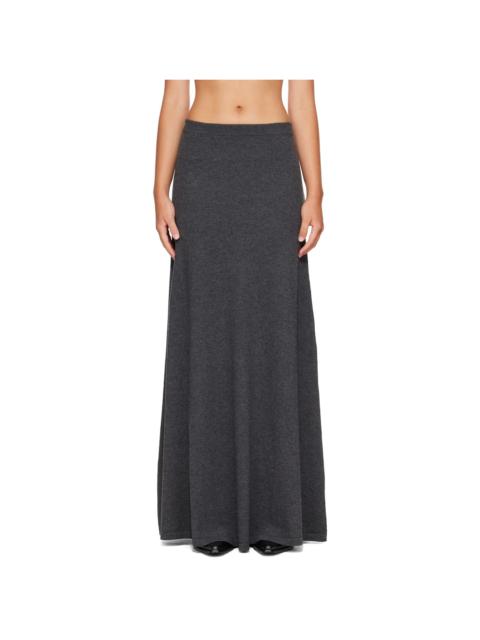 BALENCIAGA Gray Wool Maxi Skirt