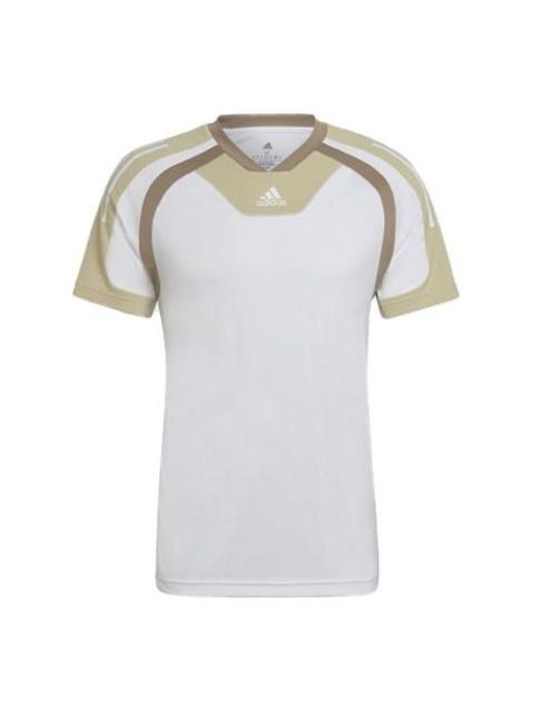 Men's adidas Round Neck Pullover Colorblock Short Sleeve White T-Shirt HP1884