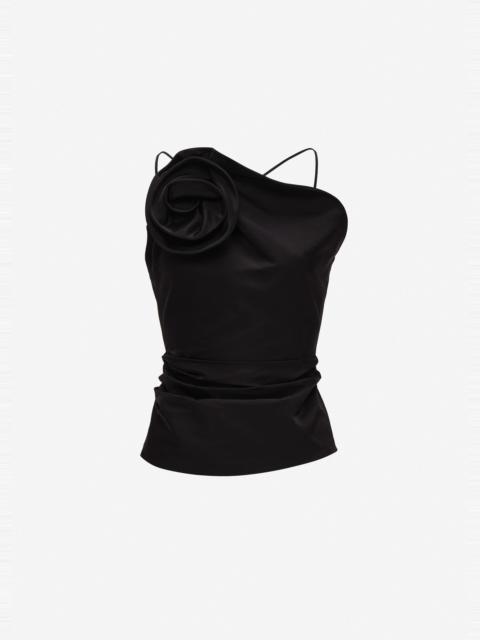 MAGDA BUTRYM Rose one-shoulder top in black