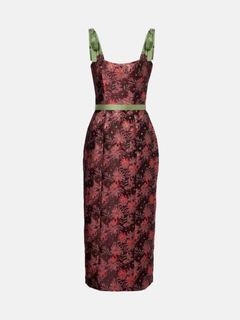 markarian Acacia floral brocade cocktail dress