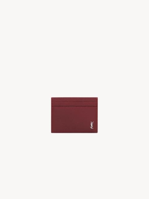 SAINT LAURENT TINY CASSANDRE CARD CASE IN GRAINED LEATHER
