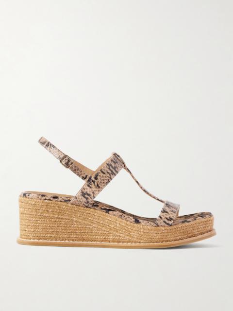 JIMMY CHOO Theia 60 Snake-effect Leather Espadrilles Wedge Sandals