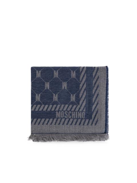 Moschino monogram-print frayed scarf