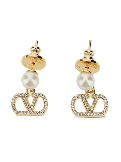 Valentino VLogo Signature Earrings in Metal, Pearls and Swarovski® Crystals
