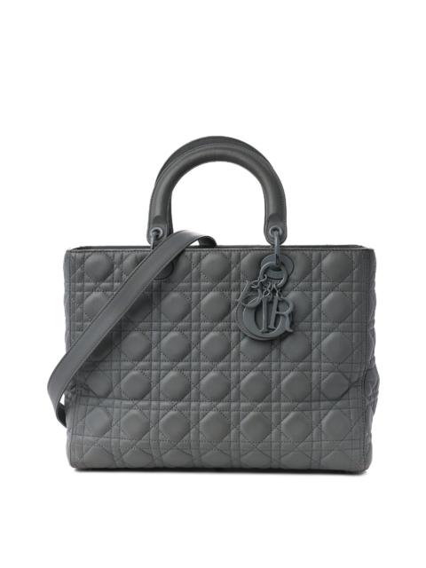 Dior Dior Grey Cannage Leather Ultra Matte Large Lady Dior (Authentic Pre-Owned)