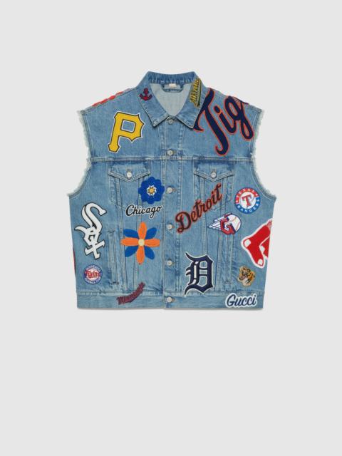 GUCCI Denim vest with MLB™ patches