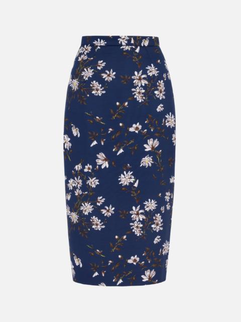 EMILIA WICKSTEAD Lorelei Skirt in Midnight Magnolia Print Taffeta Faille