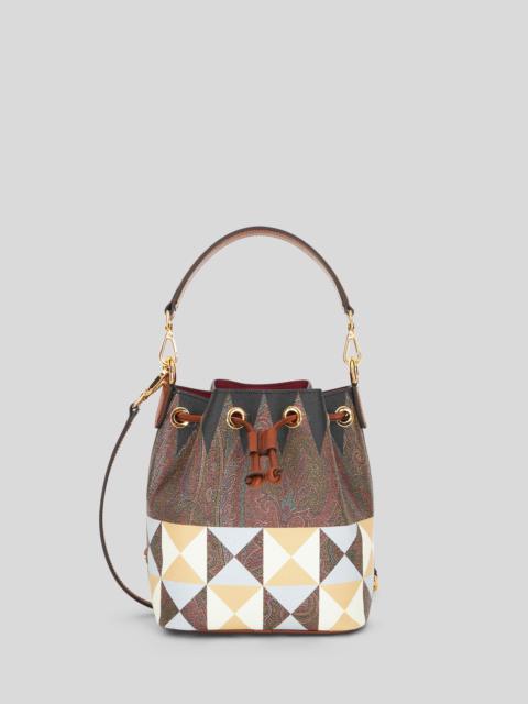 Etro SMALL PAISLEY BUCKET BAG WITH PLACED GEOMETRIC PRINT