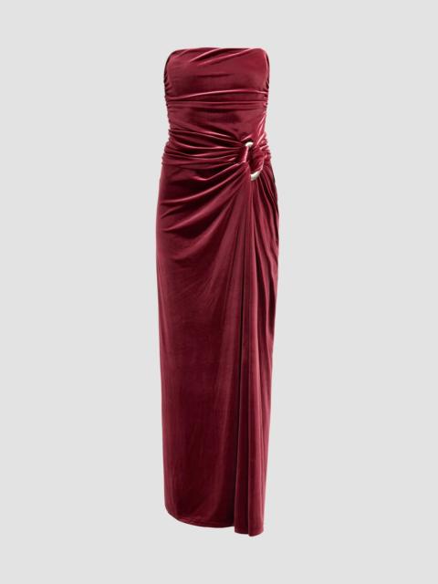 SIMKHAI Women's Emma Ruched Velvet Strapless Bustier Gown - Lipstick