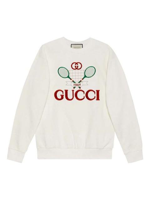 GUCCI (WMNS) Gucci Cotton Tennis Racket Print Sweatshirt For Ivory 469250-XJBIY-9381