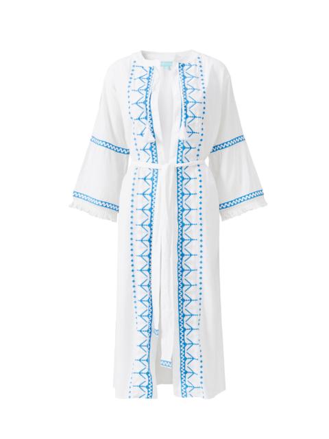 MELISSA ODABASH ANAIS WHITE/OCEAN KAFTAN