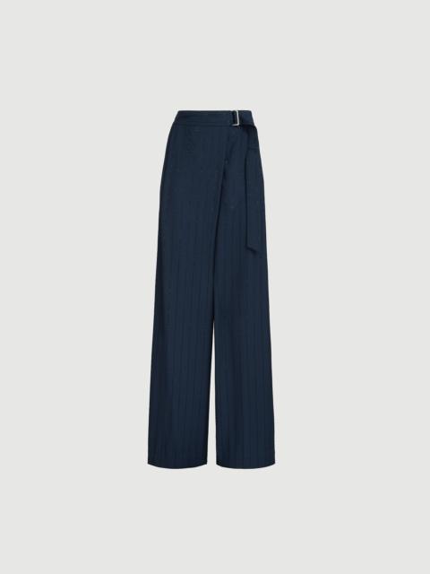 Brunello Cucinelli Dazzling chalkstripe sartorial wrap trousers with monili