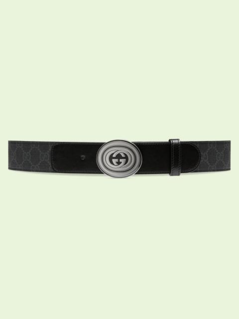 Belt with Interlocking G oval buckle