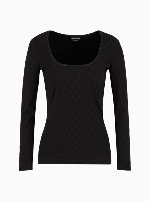 GIORGIO ARMANI ASV crew-neck jumper in viscose and cashmere jacquard jersey