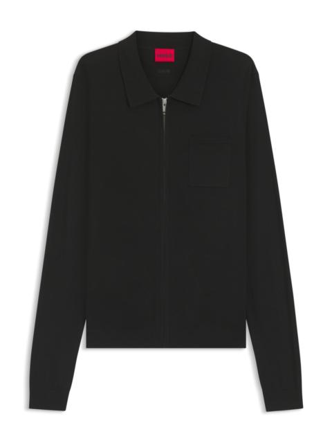 HUGO REGULAR-FIT KNIT JACKET WITH ZIP FRONT