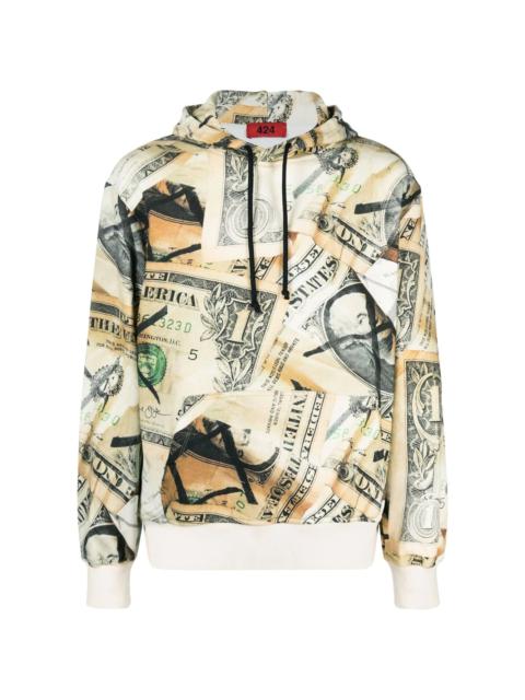 all-over dollar-print hoodie