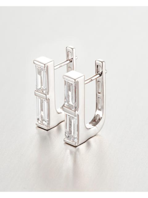 JENNY BIRD 14K Stacked Baguette Diamond Huggie Earrings