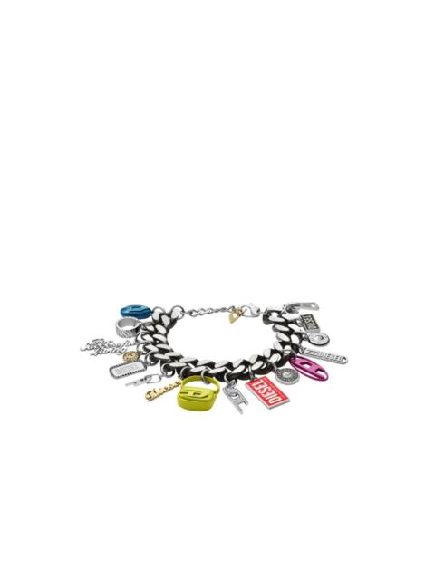Diesel charm-detail chain bracelet