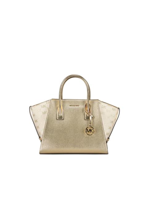 MICHAEL KORS large Avril metallic leather logo tote bag