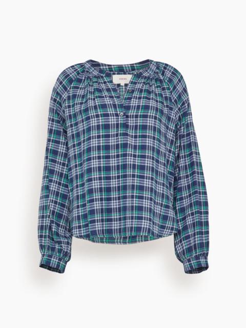 XÍRENA Dara Top in Forest Blue Plaid