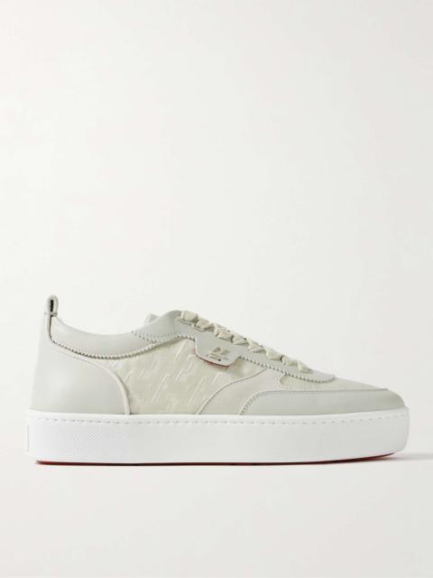 Happyrui Suede-Trimmed Leather and Canvas-Jacquard Sneakers