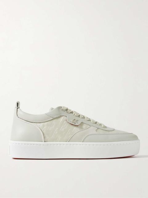 Christian Louboutin Happyrui Suede-Trimmed Leather and Canvas-Jacquard Sneakers