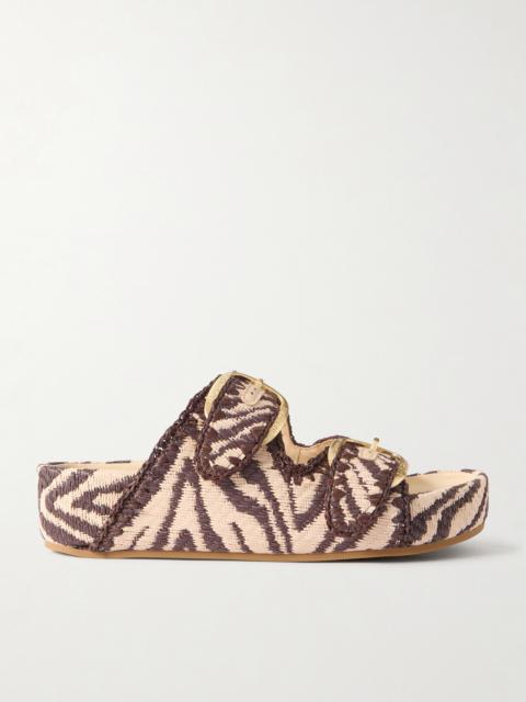 LOEFFLER RANDALL Nico Striped Raffia Sandals
