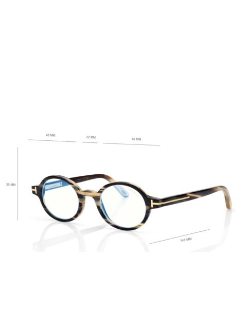 TOM FORD ROUND HORN BLUE BLOCK OPTICALS