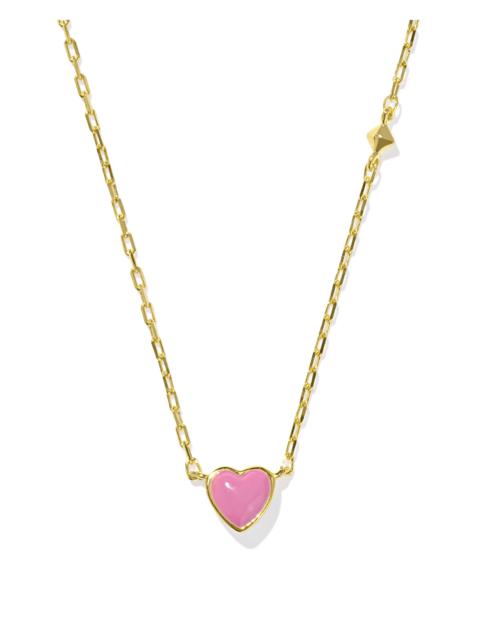 KENDRA SCOTT Enamel 18k Gold Vermeil Heart Pendant Necklace in Pink Enamel