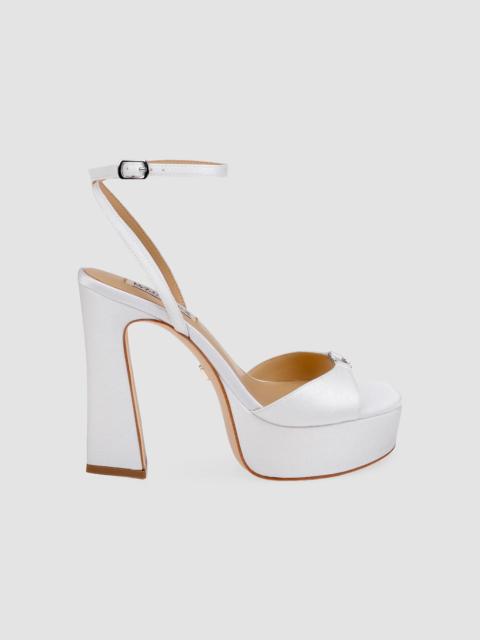 BADGLEY MISCHKA Women's Romina 120MM Velvet Platform Sandals - White Crepe