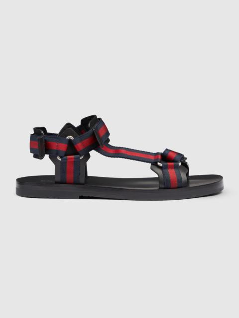 GUCCI Men's leather sandal with Web strap