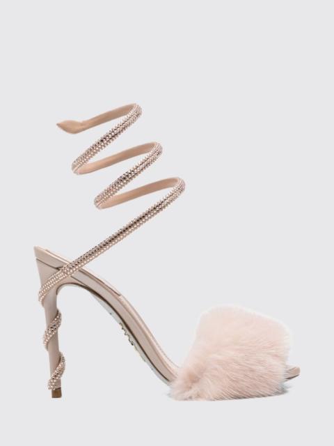 RENE CAOVILLA RENE CAOVILLA Margot Leather Sandals with Stiletto Heel and Crystal Snake Strap