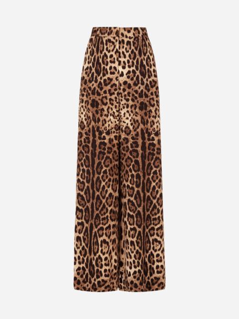 Dolce & Gabbana Flared leopard-print cady pants